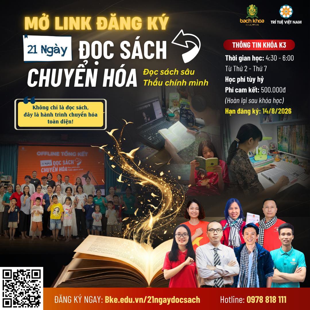 HỌC BỔNG 100% KHOÁ 21 NGÀY ĐỌC SÁCH CHUYỂN HÓA