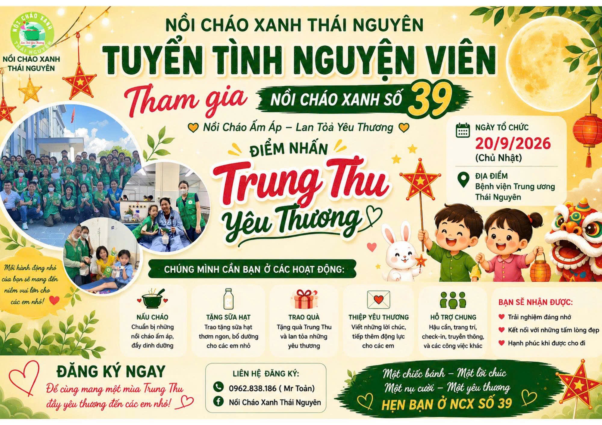 🌕💚 NỒI CHÁO XANH THÁI NGUYÊN – SỐ 39 - Tuyển Tình Nguyện Viên